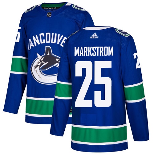 Adidas Canucks #25 Jacob Markstrom Blue Home Authentic Stitched NHL Jersey - Click Image to Close
